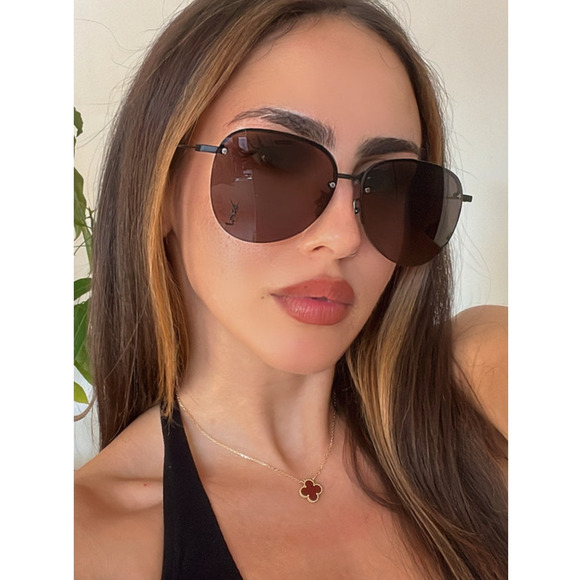 NEW Saint Laurent SL328/K M Metal Rimless Sunglasses Black